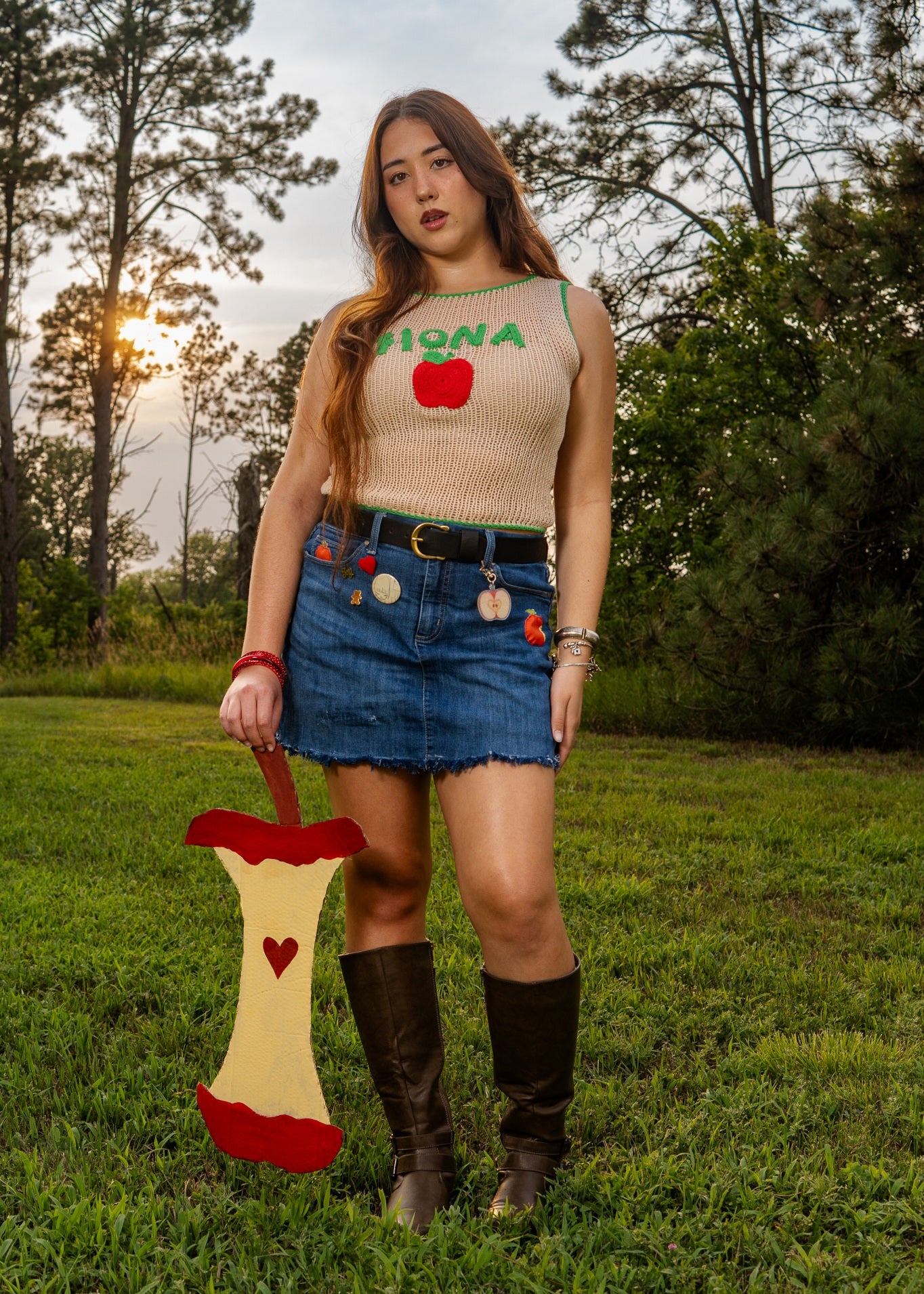 Apple denim skirt size with sewn in shorts
